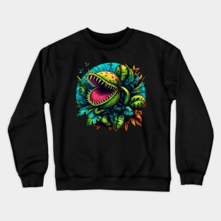 Venus flytrap jungle with Exotic Monstera Plants Many Colors Crewneck Sweatshirt